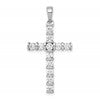 14k White Gold 3/4 carat AA Diamond Latin Cross Pendant