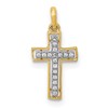 14k and White Rhodium 1/20 carat Diamond Cross Pendant