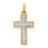 14k and White Rhodium 1/8 carat Diamond Cross Pendant