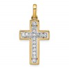 14k and White Rhodium 1/2 carat Diamond Cross Pendant