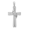 14k White Gold 3-Stone 1/20 carat AA Diamond Cross Pendant