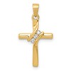 14k 3-Stone 1/20 carat AA Diamond Cross Pendant