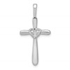 14k White Gold 1/10 carat Diamond Cross with Heart Pendant
