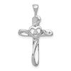 14k White Gold AA Diamond Cross with Heart Pendant