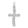 14k White Gold 1/8 carat Diamond Curved Cross Pendant