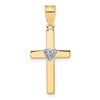 14k Two-Tone Diamond Heart Cross Pendant