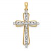 14k and White Rhodium 1/20 carat Diamond Cross Pendant