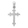14k White Gold 1/10 carat Diamond Fleur e Lis Cross Pendant