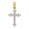 14k and White Rhodium 1/10 carat Diamond Fleur de Lis Cross Pendant