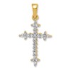 14k and White Rhodium 1/6 carat Diamond Fleur de Lis Cross Pendant