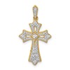 14k 1/6 carat Diamond Fleur de Lis Cross Pendant
