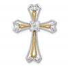 14k Two-Tone 1/3 carat Diamond Cross Chain Slide