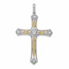 14k Two-tone 1/5 carat Diamond Cross Pendant