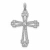14k White Gold 3/8 carat Diamond Budded Cross Pendant