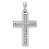 14k White Gold Large 1/10 carat Diamond Cross Pendant