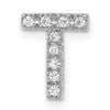14K White Gold Diamond Letter T Initial Charm