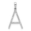 14K White Gold Diamond Letter A Initial Pendant