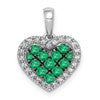 14k White Gold and Black Rhodium Diamond and Pave Emerald Heart Pendant