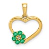 14k Diamond and Emerald Flower and Heart Pendant