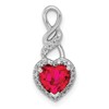 14k White Gold Diamond and Ruby Heart Chain Slide