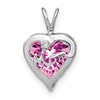 14k White Gold Lab Created Pink Sapphire and Diamond MOM Heart Pendant
