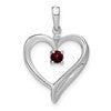 14k White Gold Garnet and Diamond Heart Pendant
