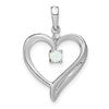 14k White Gold Lab Created Opal and Diamond Heart Pendant