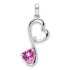 14k White Gold Lab Created Pink Sapphire and Diamond Heart Pendant