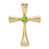 14k 4mm Square Peridot and Diamond Cross Chain Slide