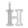 14K White Gold Diamond Letter H Initial Pendant