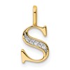14k Diamond Letter S Initial Pendant