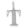 14K White Gold Diamond Letter T Initial Pendant