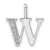 14K White Gold Diamond Letter W Initial Pendant