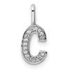 14K White Gold Diamond Letter C Initial Pendant
