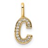14K Yellow Gold Diamond Letter C Initial Pendant