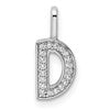 14K White Gold Diamond Letter D Initial Pendant