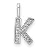 14K White Gold Diamond Letter K Initial Pendant