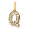 14K Gold Diamond Letter Q Initial Pendant
