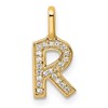 14K  Gold Diamond Letter R Initial Pendant