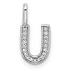 14K White Gold Diamond Letter U Initial Pendant