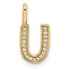 14K  Gold Diamond Letter U Initial Pendant