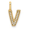 14K Gold Diamond Letter V Initial Pendant