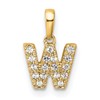 14K  Diamond Letter W Initial with Bail Pendant