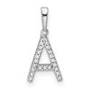 14K White Gold Diamond Letter A Initial Pendant