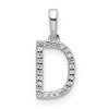 14K White Gold Diamond Letter D Initial Pendant