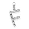 14K White Gold Diamond Letter F Initial Pendant