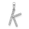 14K White Gold Diamond Letter K Initial Pendant
