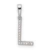 14K White Gold Diamond Letter L Initial Pendant