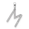 14K White Gold Diamond Letter M Initial Pendant