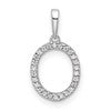14K White Gold Diamond Letter O Initial Pendant